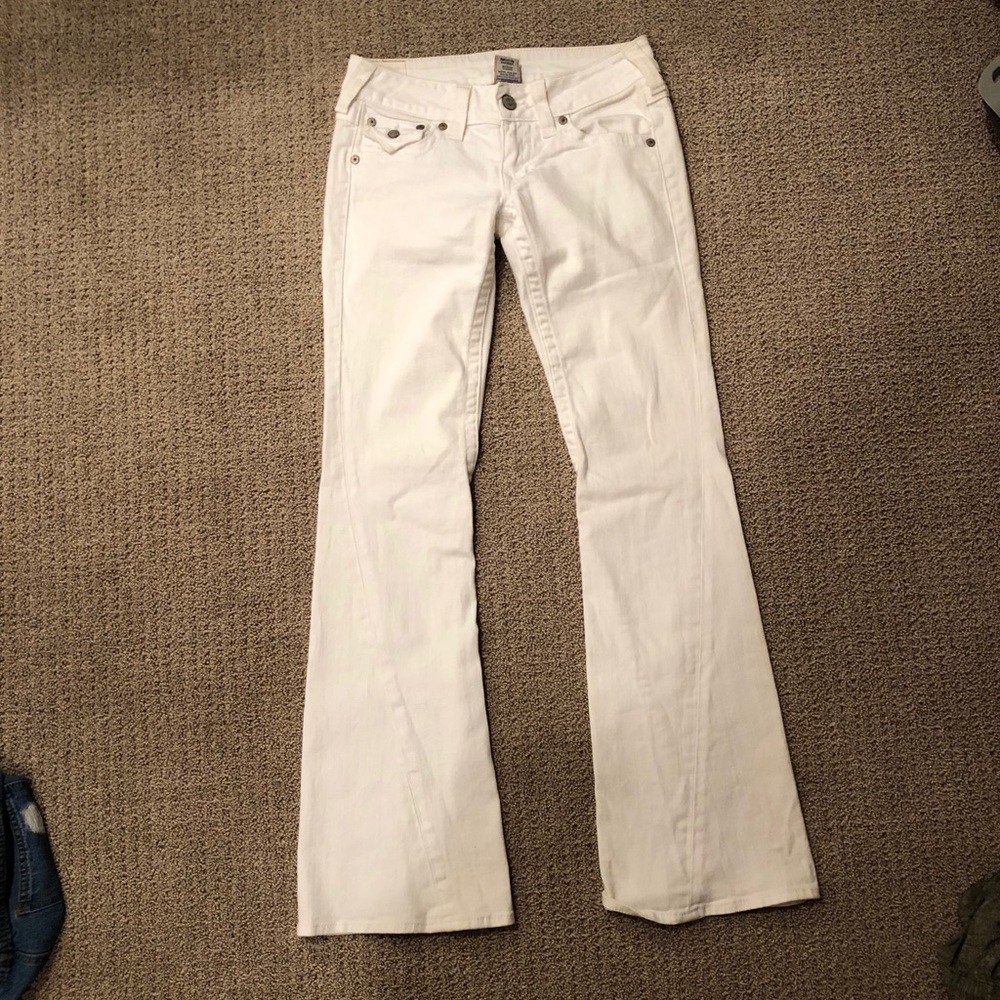 White flare jeans